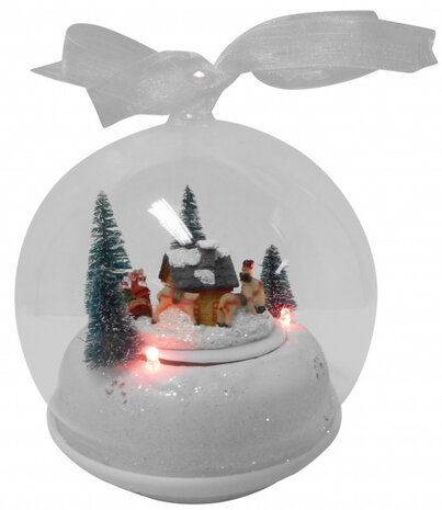 bol met kersttafereel led 12 x 13 cm glas transparant