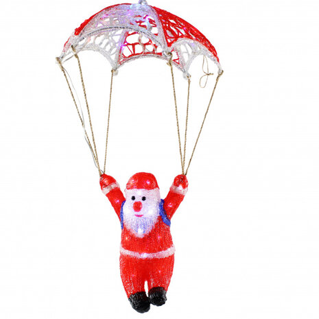 beeldje kerstman aan parachute 30 x 41 cm rood/wit