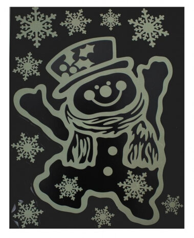 stickerset sneeuwpop Glow in Dark 29,5 x 40 cm wit