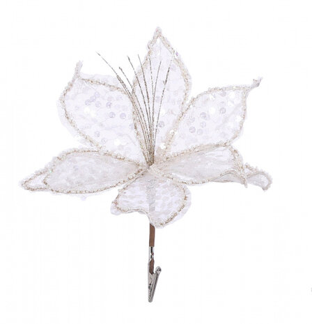 decoratieclip Amaryllis 20 x 22 cm wit