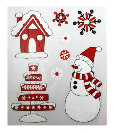 stickervel kerst 28,5 x 34,5 cm rood/wit 8-delig