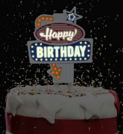 taarttopper Happy Birthday led 10,5 x 14,5 cm