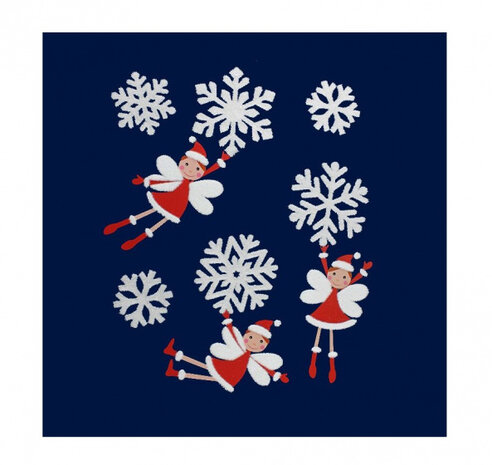 stickers kerstengel met glitter 28,5 x 34,5 cm rood/wit