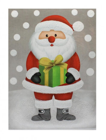 sticker kerstman met glitter 29,5 x 40 cm rood/wit