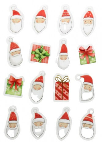 stickers kerstman/kado 15,2 x 20 cm rood/wit 16 stuks