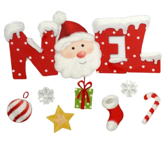 sticker kerstman Noel 28,5 x 34,5 cm rood/wit