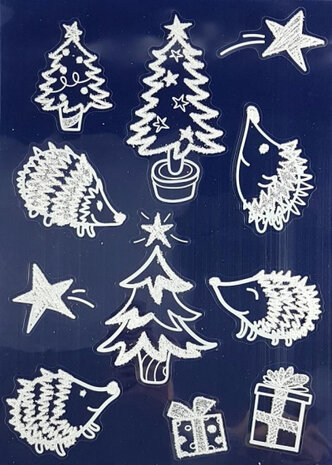 stickervel kerst 28,5 x 40 cm wit 11-delig