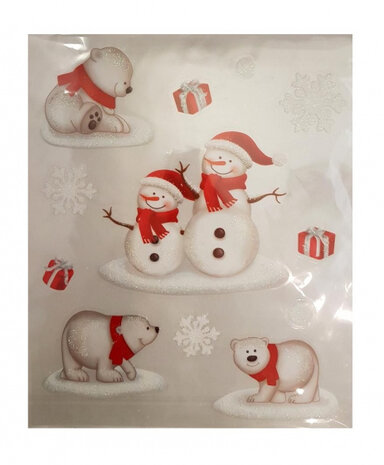 stickervel kerst 28,5 x 34,5 cm wit/rood