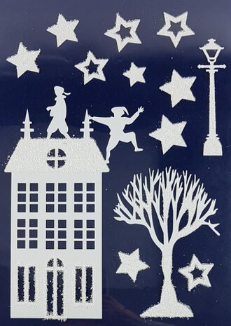 stickers Sint met glitter 28,5 x 40 cm wit 3 stuks