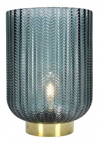 decoratielicht led 21 x 31 cm glas/messing blauw/goud