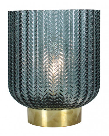 decoratielicht led 17 x 21 cm glas/messing blauw/goud