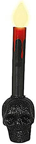 led-kaars schedel led 22 cm PVC geel/zwart