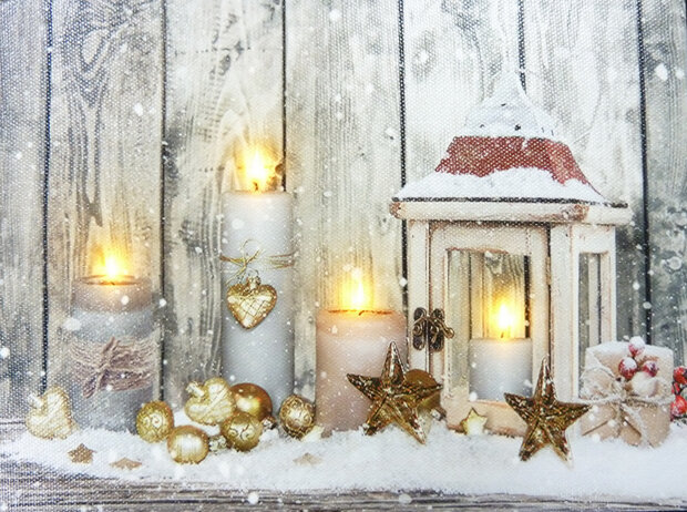 muurdecoratie Kaarsen led 20 x 15 cm canvas