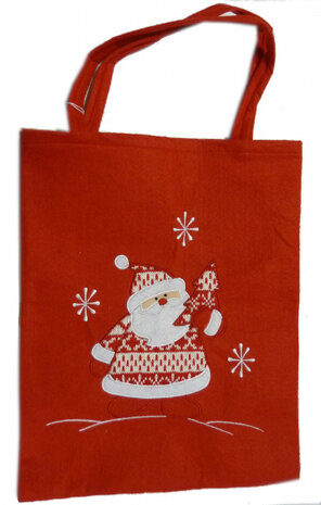 geschenktasje kerstman 40 x 32 cm vilt rood