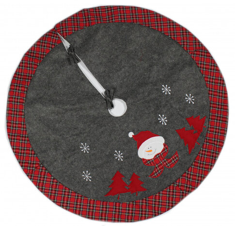 Boomkleed sneeuwpop 90 cm polykatoen rood/zwart
