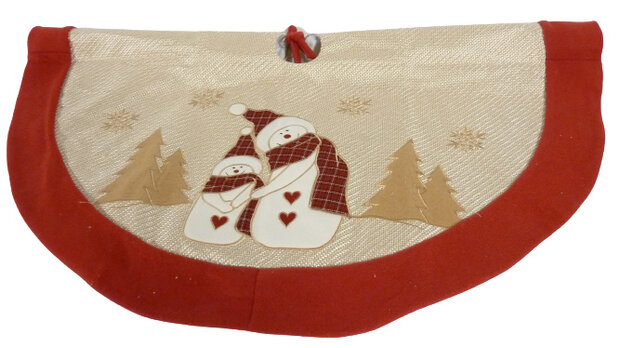 kerstboomrok 90 cm jute rood/bruin