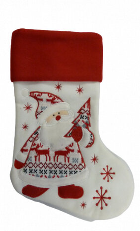 kerstsok Kerstman 45 cm fleece rood/wit