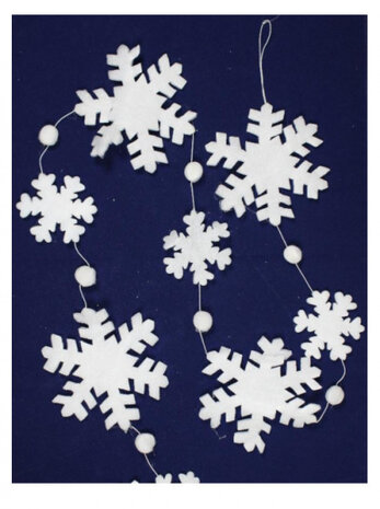 kerstslinger sneeuwvlokken 268 x 20 cm wit