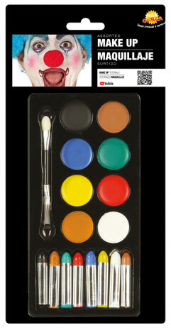 schminkset Make Up waterverf 8 kleuren 17-delig