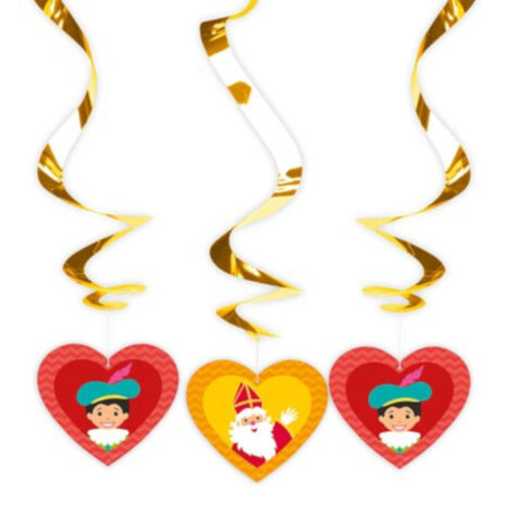 hangdecoratie Sint en Piet junior 30 cm papier 3 stuks