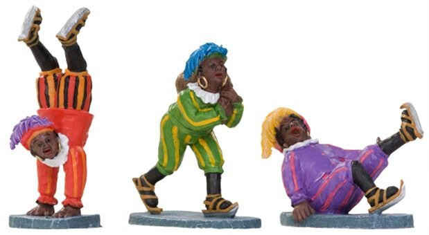 pieten op schaatsen oranje/groen/paars