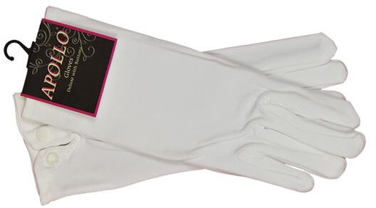 handschoenen luxe met drukknoop 26 cm katoen wit maat L