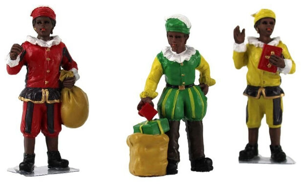 pieten 7 cm rood/groen/geel set 3
