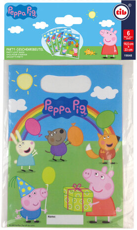 uitdeelzakjes Peppa Pig junior 17 x 23 cm polyetheen 6 stuks