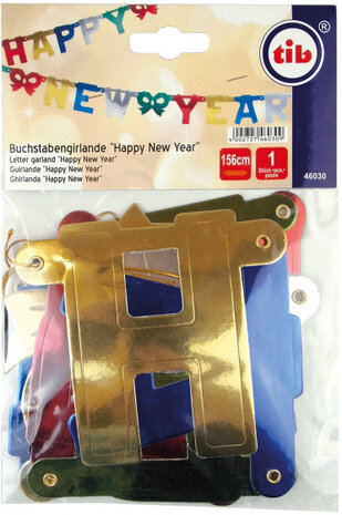 vlaggenlijn Happy New Year 156 cm karton