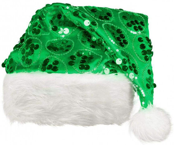 kerstmuts Dangling polyester groen/wit one-size
