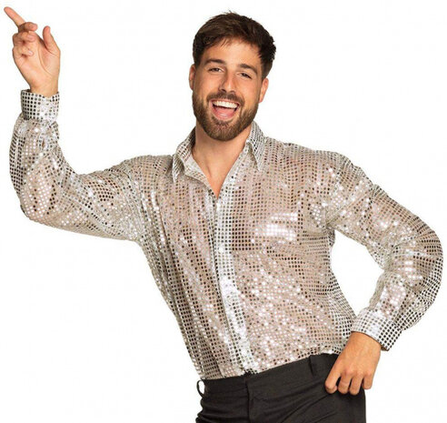 shirt crazy heren polyester zilver maat L