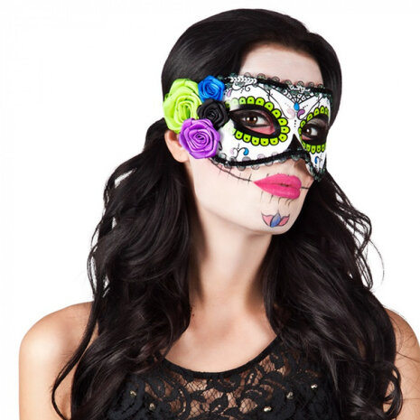 oogmasker La Seria 19 x 10 cm polystyrene groen/wit