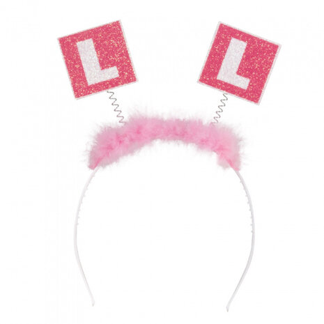 tiara letter L 24 cm roze/wit one-size