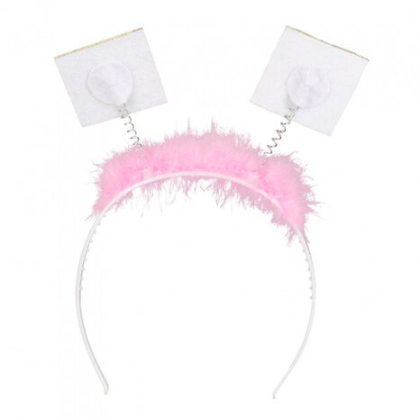 tiara letter L 24 cm roze/wit one-size