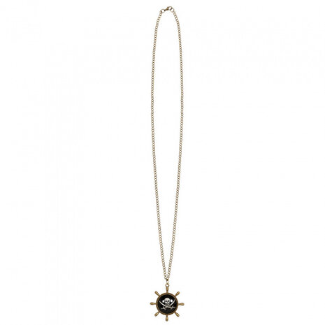 ketting piratenwiel 22 cm zink zwart/goud