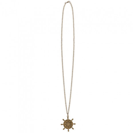 ketting piratenwiel 22 cm zink zwart/goud