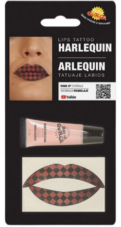 tattoo lippen ruiten beige/zwart/bruin