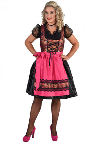 dirndl Lux dames polyester zwart/roze maat XS