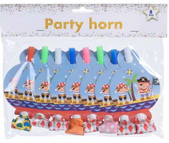 roltongen piraten papier blauw 8 stuks