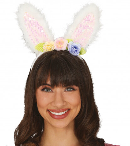 haarband Bunny dames polyester wit one-size