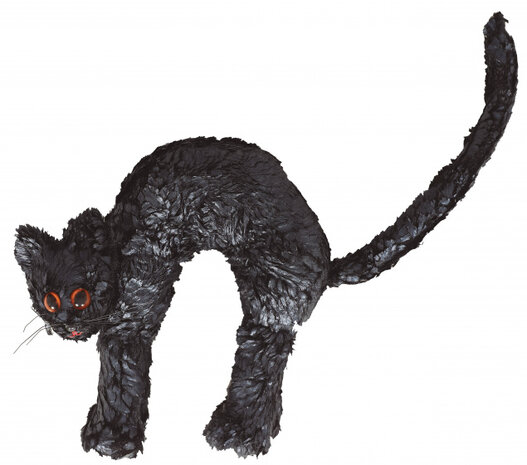decoratiebeeld Kat 23 x 22 cm polyester zwart