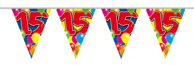 vlaggenlijn &#039;15 jaar&#039; 10 meter rood