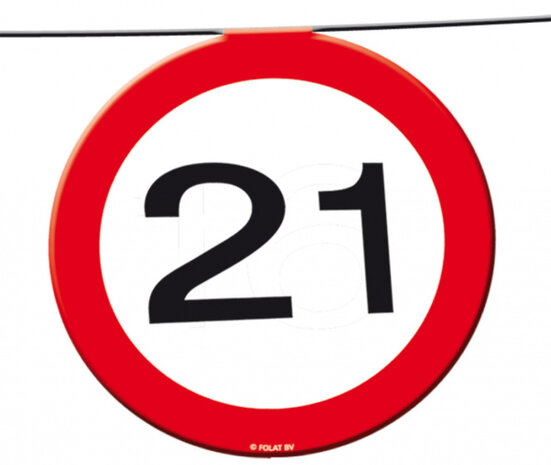 slinger &#039;21 jaar&#039; 12 meter karton rood/wit