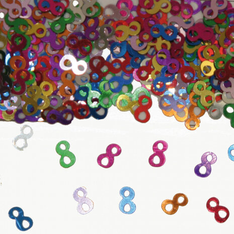 tafeldecoratie sierconfetti &#039;8 jaar&#039; 1 cm folie