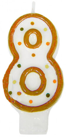 verjaardagskaars 8 jaar 10 x 5 cm wax oranje