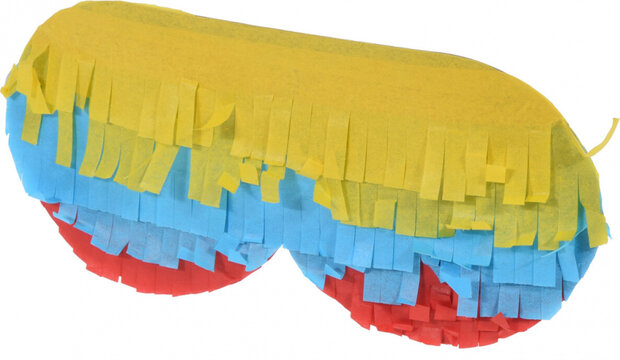 pi&ntilde;ata blinddoek 16 x 8 cm papier geel/blauw/rood