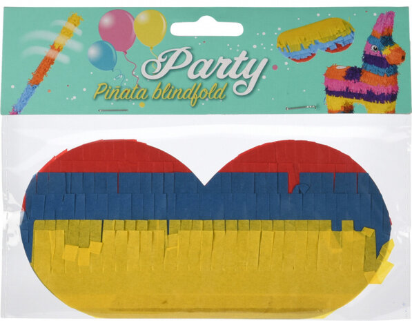 pi&ntilde;ata blinddoek 16 x 8 cm papier geel/blauw/rood
