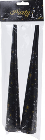 feesttoeters karton 20 cm zwart 2 stuks