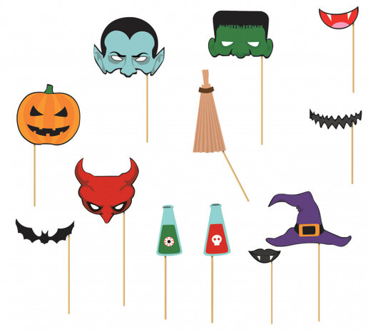 photobootaccessoires Halloween karton 12-delig