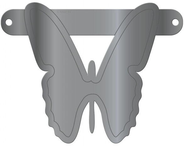 banner vlinder 12,5 x 11 cm karton zilver
